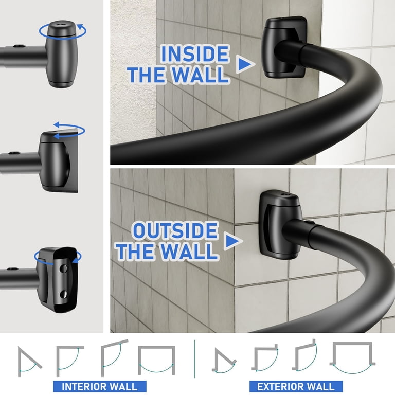 Curved Extendable Shower Curtain Tension Rod 100% Rustproof Curved Extendable Shower Curtain Tension Rod 100% Rustproof