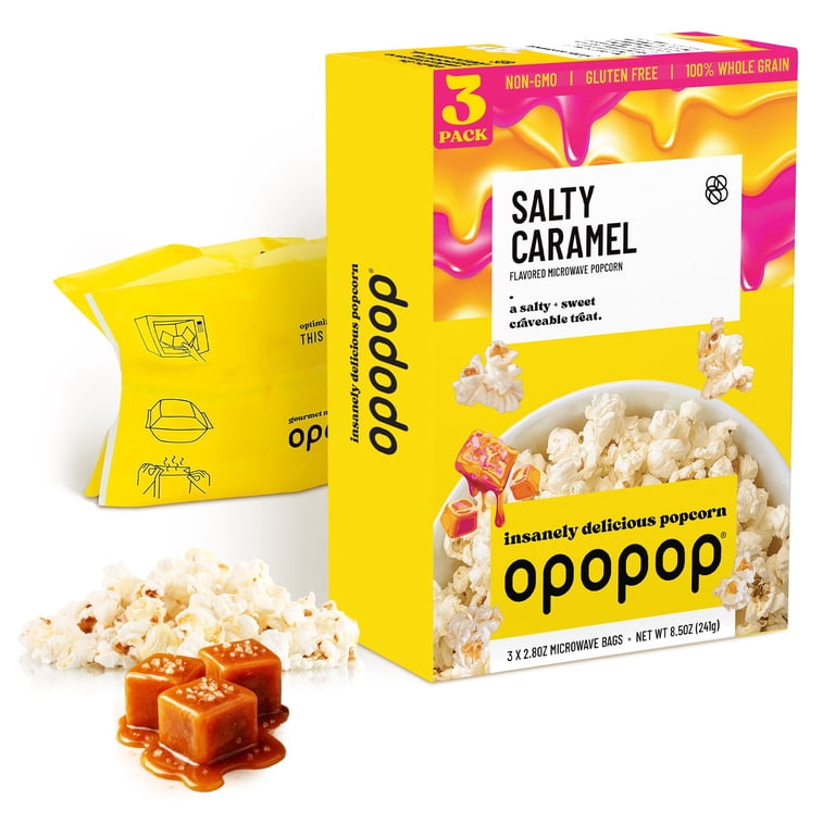 Opopop Microwave Popcorn Salty Caramel Flavor 2.8oz/3ct - Walmart.com