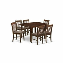 East West Furniture Milan 7-piece Wood Table and Dining Chair Set in Mahogany