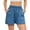 Blue, variant on Staron Women's High-Waisted Denim Shorts Casual Wide Leg Pocket Shorts with Elastic Waistband Solid Color Stretchy Comfy Vacation, Blue XL