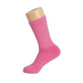 thumbnail image 6 of Cotton Crew Socks for Women Pink 3 Pairs Smooth Toe Seam Socks Size 10-13, 6 of 8