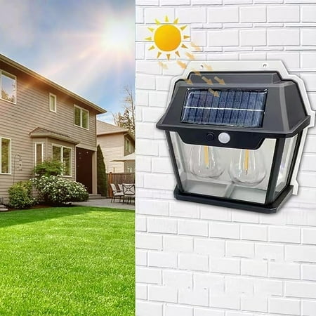 

LED Dual Core Outdoor Lighting Solar Warm Light Wall Lamp， Wireless Dusk to Dawn Motion Sensor LED Sconce Lights IP65 Waterproof.