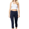thumbnail image 5 of Juniors Active Stretch Capri Length Yoga Workout Leggings with Wide Wastband (Navy, S), 5 of 5