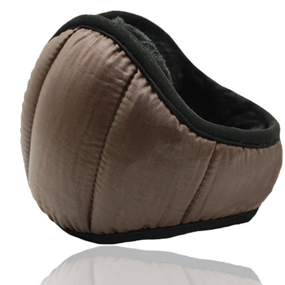 Men's Down Winter Ear Warmers | Behind-the-Head Adjustable & Foldable Earmuffs - brown