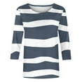thumbnail image 5 of Royisotas Striped Tops Women Casual 3/4 Sleeve Summer Navy Womens Tshirts Loose Crew Neck Comfortable Womens Shirts, 5 of 5