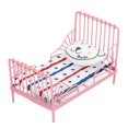 thumbnail image 1 of 1/12 Dollhouse Cama De Metal, Casa Muñecas Miniatura Muebles Con Oso Almohadas Para Dollhouse Dormitorio, 1 of 8