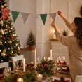 thumbnail image 6 of Miwamany Christmas Pennant Banner, Triangle Flag Bunting with Plaid Snowflake, Holiday Party Indoor Wall Hanging Decor, 49.6 Inch Paper Garland, Christmas Decorations Indoor, 6 of 8