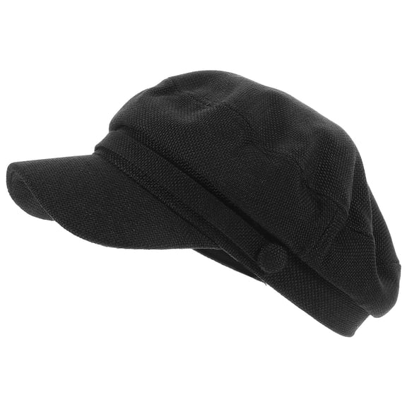 KONTONTY Navy Hat Black Cotton Linen Sun Protection Fashionable French Beret