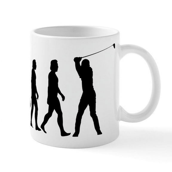CafePress - The Evolution Of Golf - 11 oz Ceramic Mug - Novelty Coffee Tea Cup