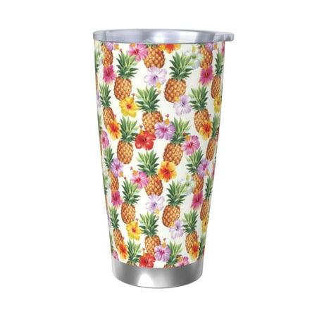 

Susaid Hawaiian Pineapples And Hibiscus Flowers Print 20oz Car Cup Insulated Coffee Cup Fully Spill Proof Travel Coffee Mug Stainless Steel Tumbler for Work Home Outdoor Car-Without Straw