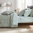 thumbnail image 6 of Regency Heights Full Size Bed in a Bag, 9 Pieces Green Plaid Comforter Set with Sheets and Side Pockets, Reversible Bedding Sets for All Seasons, 6 of 11