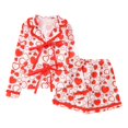 thumbnail image 4 of Hienoo Big Girl's Pajamas Hearts Print Long Sleeved Lace-Up Top Shorts Homewear Set, 4 of 8