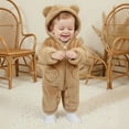 thumbnail image 2 of DHFJKG Baby Winter Fuzzy Jumpsuit Ears Hooded Zipper Long Sleeve Romper With Pockets For Boys Girls 0-12 Months Thermal Coat Outwear Lovely Onesies, 2 of 5