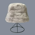 thumbnail image 2 of UTSJKR Winter Faux Fur Bucket Hat, Fluffy Fuzzy Warm Hats Plush Fisherman Cap Thicken Furry Puffy Hats for Women Gray, 2 of 4