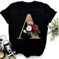 thumbnail image 2 of Nombre personalizado letra combinación moda mujer camiseta flor letra fuente ABCDEFG manga corta Tops negro camiseta ropa Tan Jianjun unisex, 2 of 2