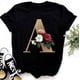 thumbnail image 2 of Nombre personalizado letra combinación moda mujer camiseta flor letra fuente ABCDEFG manga corta Tops negro camiseta ropa Tan Jianjun unisex, 2 of 2