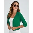 thumbnail image 5 of Chiclily Women's 3/4 Sleeve Cropped Cardigans Sweaters Green Large Lightweight Open Front Shrugs for Women, 5 of 7