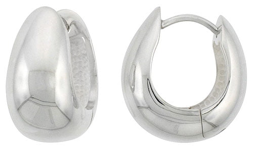 3 x 11 Huggie Hoop Earrings Clear Cubic Zirconia Solid Sterling Silver 925 Dim 