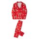 thumbnail image 4 of Conjuntos familiares a juego para padres e hijos Pijamas navideños Estampado de copos de nieve de ciervos Solapas Tops de manga larga + Pantalones largos Pijamas de estar por casa, 4 of 4