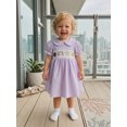 thumbnail image 4 of BemeyourBBs Toddler Baby Girl Summer Plaid Gingham Smocked Dress 6 12 18 24 Months 2 3 4 Years Puff Short Sleeve Cute Crab Starfish Embroidery Doll Collar A-Line Summer Beach Holiday Party Dress, 4 of 9