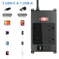 thumbnail image 2 of Outdoor Power Bar Waterproof with USB C, 4 Wide AC Outlets Heavy Duty Surge Protector with Flat Plug, Waterproof Shockpr, 2 of 6