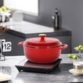 thumbnail image 5 of cast iron Dutch oven, oval shape enameled cast iron dutch oven, with lid and two handles, kitchen set for stewing, baking, soups, and breads, red, 5 of 11