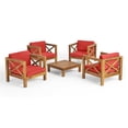 thumbnail image 2 of Noble House Brava Outdoor 4 Seater Club Chair & Coffee Table Set Teak, 2 of 10