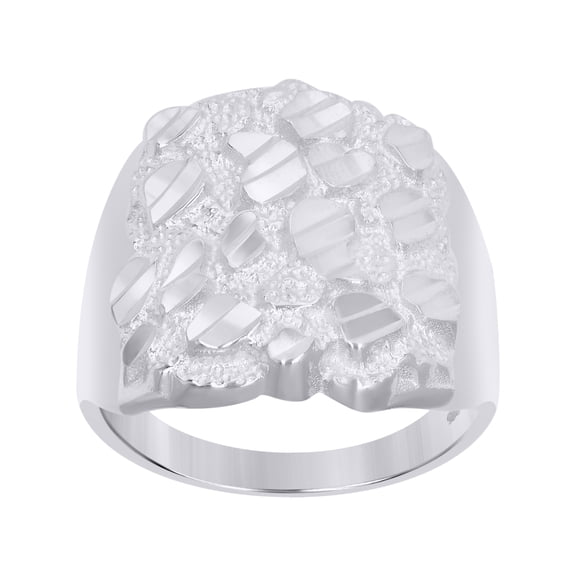 925 Sterling Silver Mens Diamond-Cut Nugget Fashion Ring Size 7
