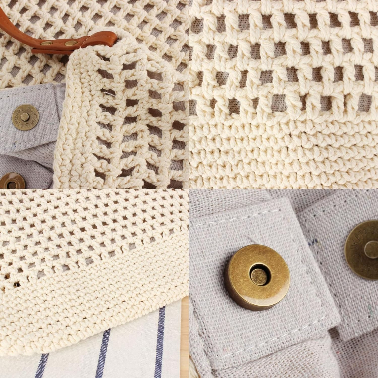 Zhengup Beach Tote Bag Women Summer Purse Crochet Handbag Cotton Knit Woven Shoulder Bag Soft Handmade Mesh Boho Travel Vacation