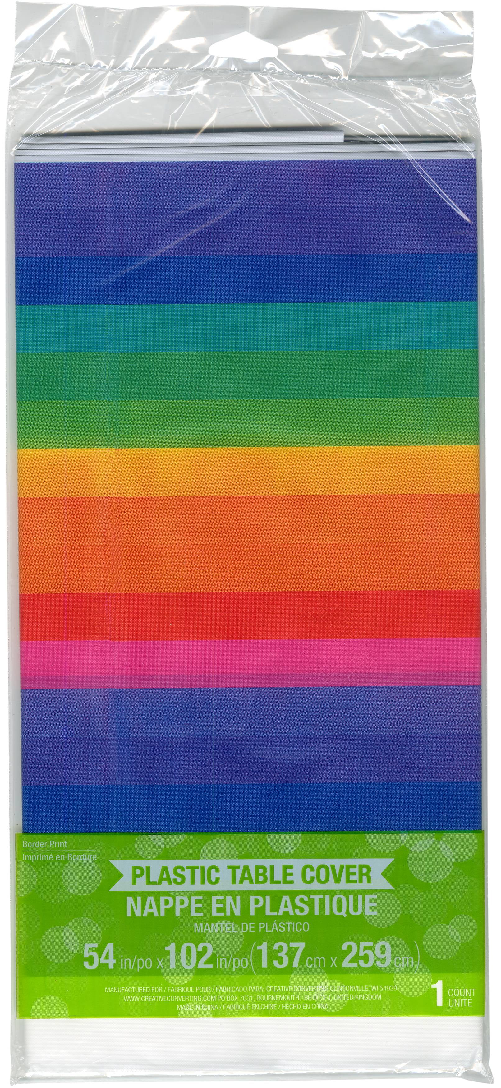 Rainbow Plastic Tablecloth, Each