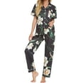 thumbnail image 2 of INSPIRE CHIC Women's Pajama Sets Button Down Shirt with Long Pants 2 Pcs Nightwear Sleepwear 2XL Black White, 2 of 5