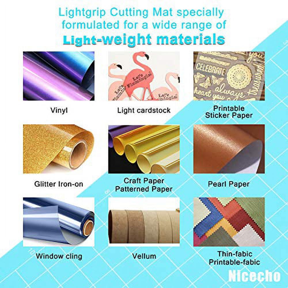 Nicecho LightGrip Adhensive Cutting Mat 12x4.5 for Cricut Joy Machine - 4pcs Nonslip Replacement Cricket Vinyl Cut Mats,Durable and Sticky Vynil