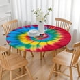 thumbnail image 3 of Colorful Tie Dye Mandala Pattern Round Fitted Tablecloth with Elastic Edge,Dining Table Cover Waterproof,Outdoor Round Tablecloth for Camping,Dining,Indoor and Outdoor, 3 of 7