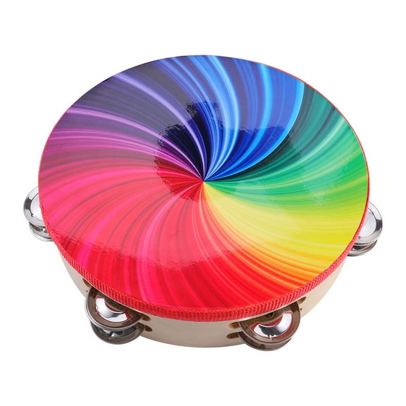 FOMIYES 1Pack 8 Inch Wood Tambourine Drum with Double Row Metal Jingles for Praise Dance Instruments