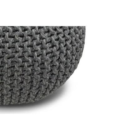 Simpli Home - Nikki Round Contemporary Polystyrene/Knitted Cotton Pouf - Blue/Navy Blue