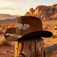 thumbnail image 4 of USA 250th Anniversary Cowboy Hat for Men Women Retro Felt Western Patriotic Hat America 250 Years Birthday Celebration Gift 1776-2026 Wide Brim Sun Cap, 4 of 5