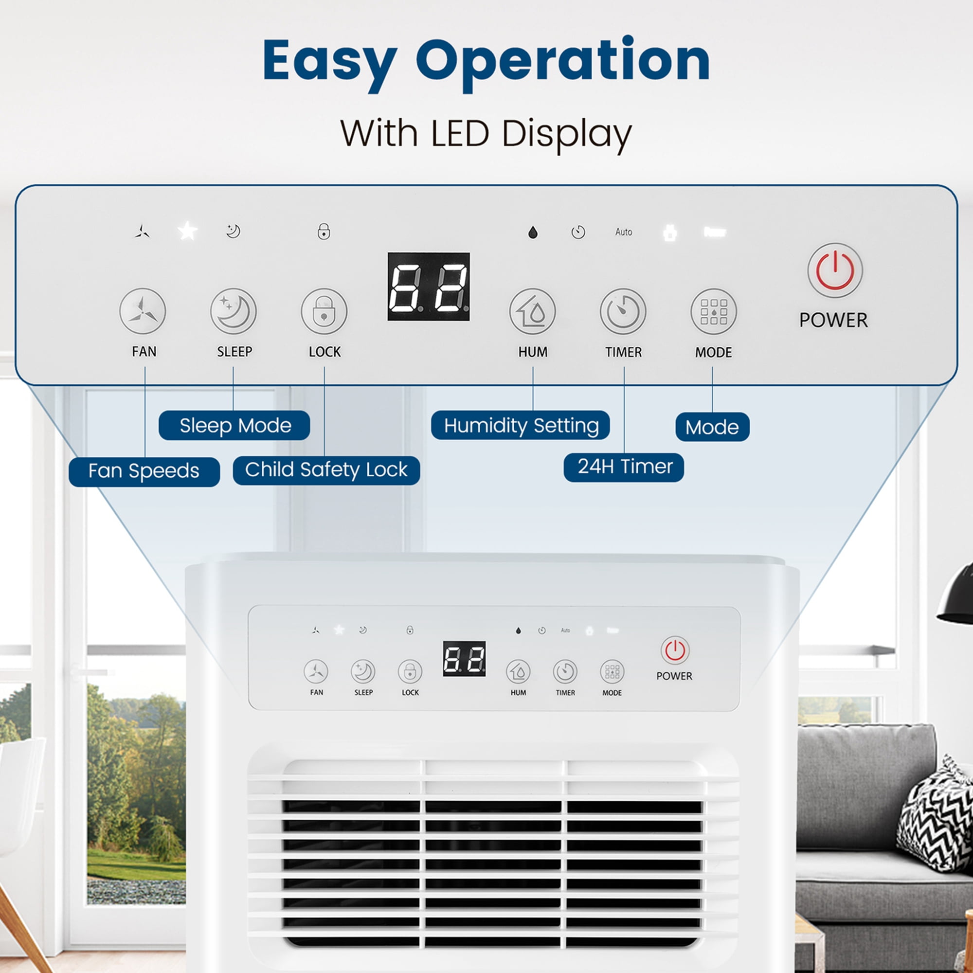 Costway 9-Pint(DOE) Portable Dehumidifier 2,500 Sq. ft Coverage Area Pink (MAX32Pint at 95°F, 90%RH)