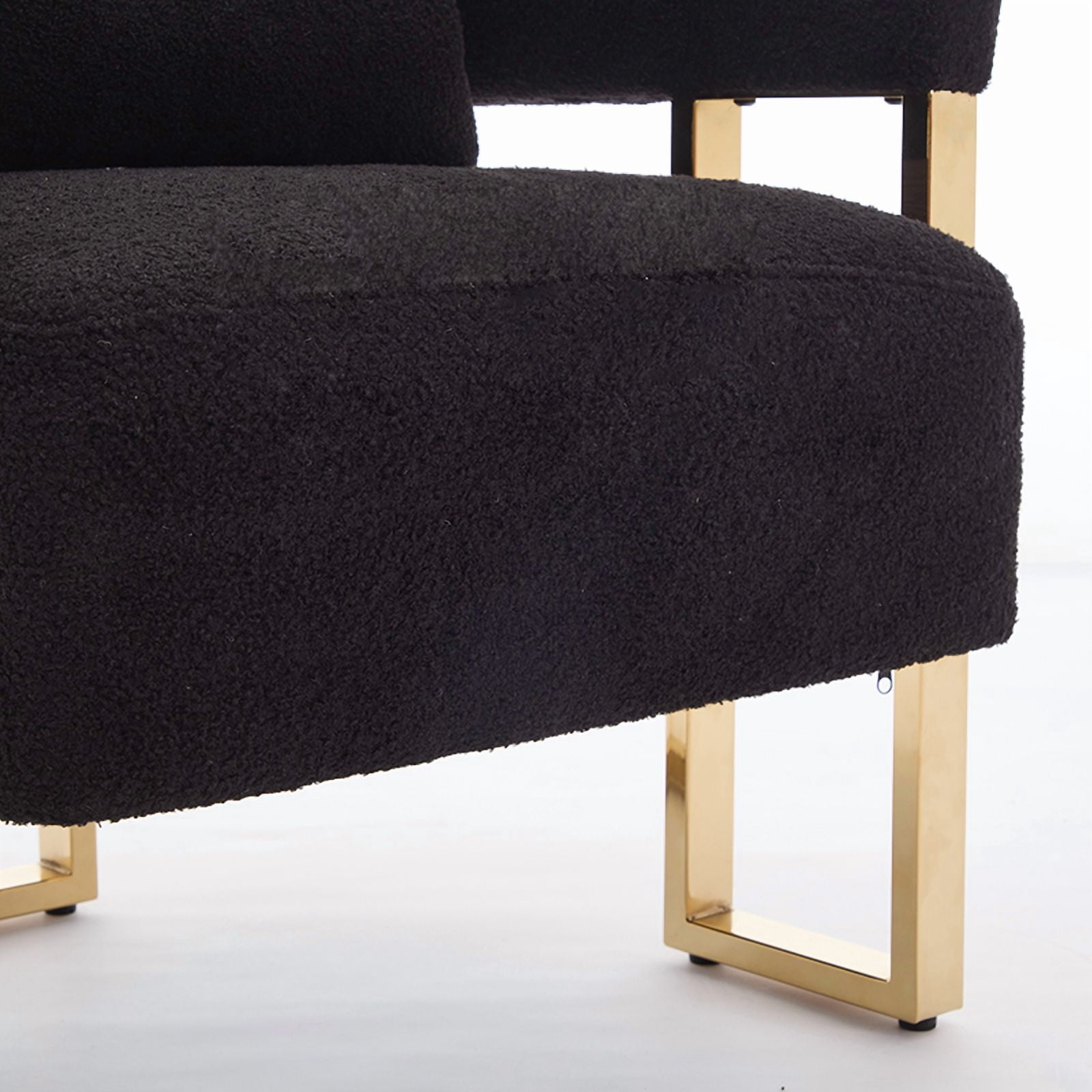 Leumius Teddy Accent Chairs Set of 2,Morden Upholstered Armchair Dining Side Chairs with Gold Metal Legs for Dining Kitchen Living Room,Black