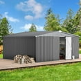 thumbnail image 2 of AECOJOY 14' x 12' Outdoor Storage Shed with Lockable Door Patio Metal Garden Storage Building in Dark Gray for Outside, 2 of 8