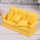 thumbnail image 4 of Mini sofá para casa de muñecas 1:12 con 3 uds. De almohada, muebles de sala de estar, accesorios de decoración para casa de muñecas de madera, amarillo, 4 of 10
