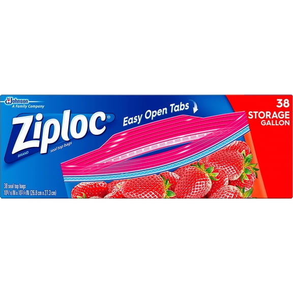 Ziploc® Brand Storage Gallon Bags, Large Storage Bags for Food, 38 Count