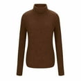 thumbnail image 5 of qucoqpe Women's 2025 Fall Winter Warm Solid High Neck Long Sleeve Casual Slim Knitted Sweater Tops, 5 of 5