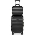 thumbnail image 1 of Valise Rigide 2 Pcs Bagage à Main Léger avec Roues Pivotantes Valise Roulante 22X14X9 Approuvée par les Compagnies Aériennes Pc+Abs Serrure Tsa Coque Rigide de Voyage 14/20 Pouces 2 Pcs, Noir, 1 of 5