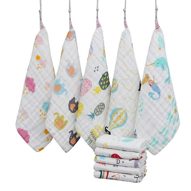 Paquete de 10 toallas faciales para bebé de 30 x 30 cm, toallitas de muselina para bebé, toallitas reutilizables de pañuelo natural, toallitas faciales orgánicas para bebés recién nacidos sensibles