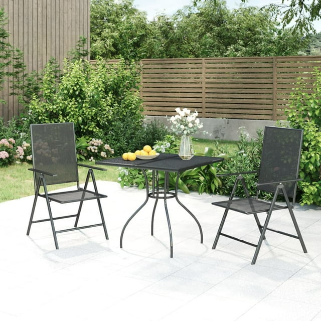 vidaXL Ensemble de Salle à Manger de Jardin 3 Pcs Anthracite en Acier