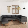thumbnail image 1 of vidaXL 8 Piece Garden Lounge Set with Cushions Poly Rattan Grey, 1 of 4