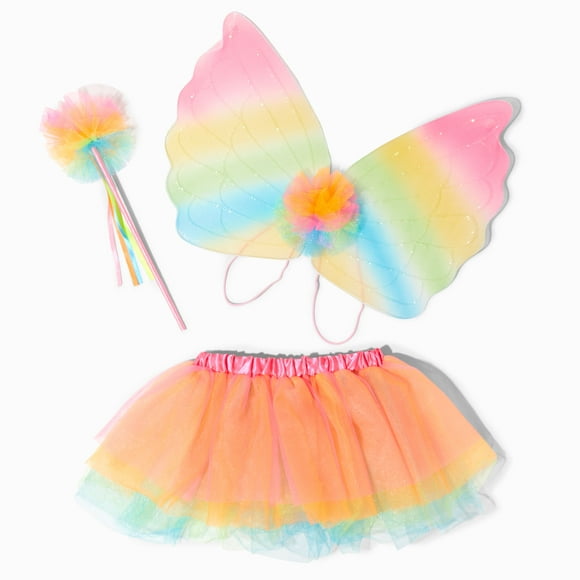 Claire's Neon Rainbow Butterfly Princess Dress Up Set for Little Girls, Halloween Kids Costumes- 3 Pack