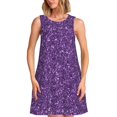 thumbnail image 1 of Fotbe Purple Glitter Vestido de Verano sin Mangas para Mujer – Vestido Midi Línea A, Estilo Camiseta Floral, Vestido Playero Casual y Fluido, 1 of 7