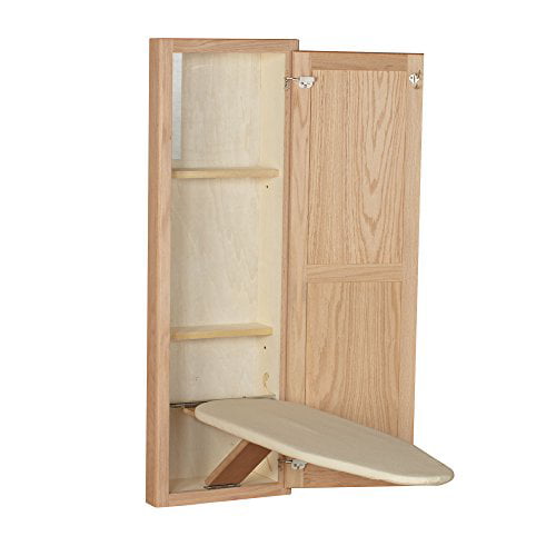 Household Essentials 18200 1 Stowaway In Wall Ironing Board Cabinet With Built Unfinished Oak Cut Into To Install Canada - Stowaway In Wall Ironing Board White