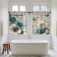 thumbnail image 4 of Teal Tulip Butterfly Kitchen Curtain for Berdoom Living Room Cafe 45 Inch Length, Beige Turquoise Floral Farmhouse Wooden Tiers Curtains Light Filtering Drapes Window Treatment 2 Panels 52"Wx45"L, 4 of 8